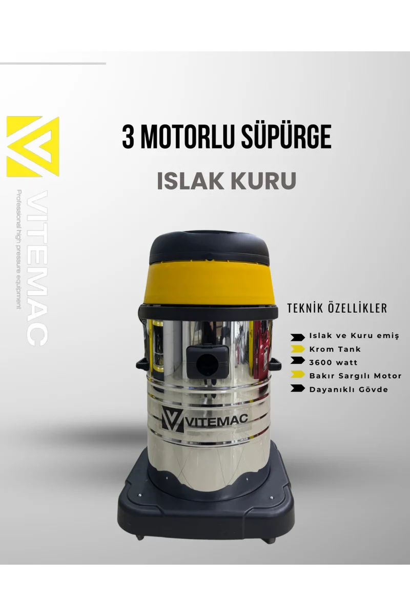 Vitemac 3 Motorlu Islak Kurusüpürge